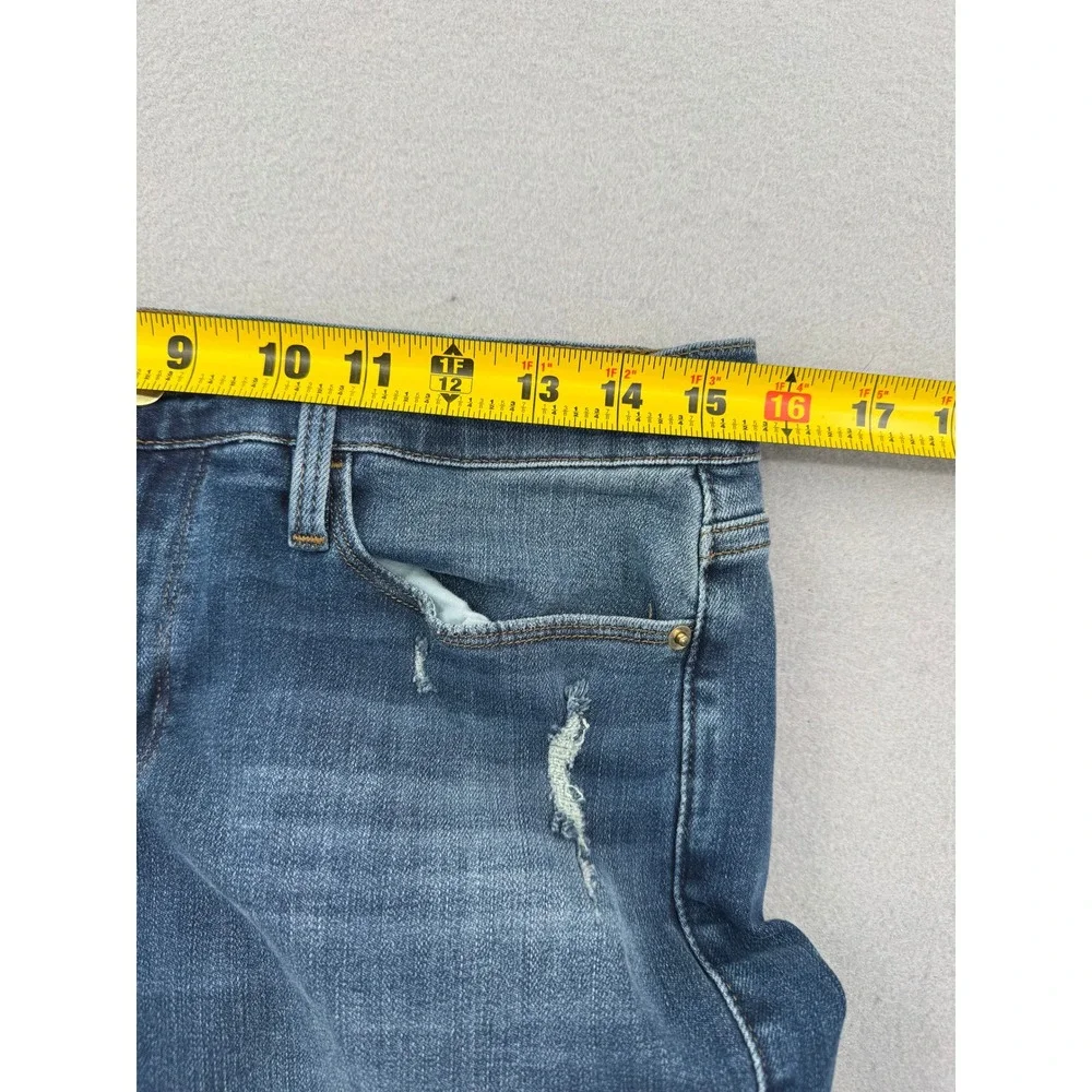 FRAME Le Garcon Slim Boyfriend Jeans Womens 29 (31x29) Azure Blue Distressed